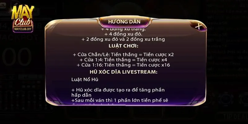 Luật chơi xóc đĩa livestream Mayclub siêu dễ