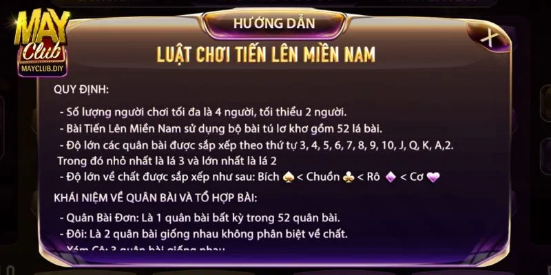 Luật đánh Tiến lên tại Mayclub